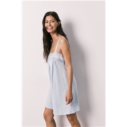 Camisón corto algodón encaje azul