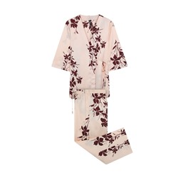 Set floral satén 3 piezas rosa