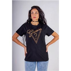 Футболка "Guess" с треугольником стразы, камешки, бусины