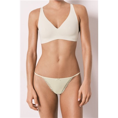 Tanga tira microfibra y encaje verde