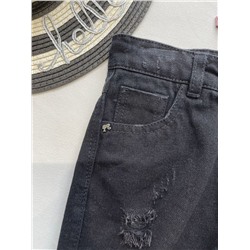 Детские черные  шорты с потёртостями