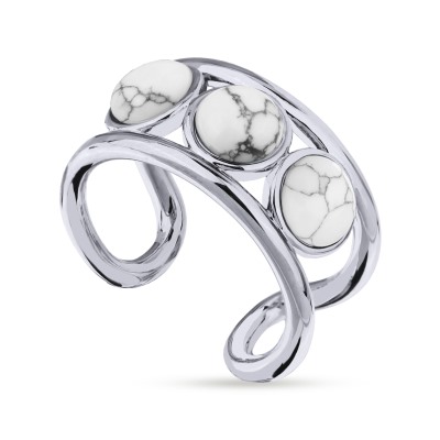 Кольцо Самоцветы (бирюза белая; покрытие родий), Есть комплект