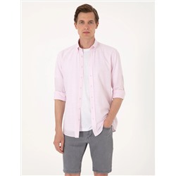 Nar Çiçeği Slim Fit Uzun Kollu Gömlek