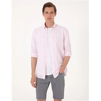 Nar Çiçeği Slim Fit Uzun Kollu Gömlek