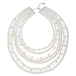 Колье Водопад (Майорка белая 4-8мм; покрытие родий) 50-55см, Есть комплект