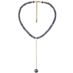 Колье (жемчуг бензиновый 5-9мм; покрытие золото) 38-45см, Есть комплект