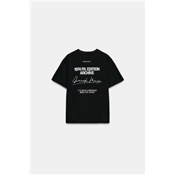 CONTRAST SLOGAN T-SHIRT