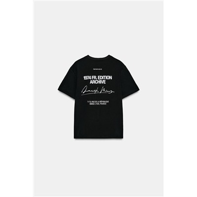 CONTRAST SLOGAN T-SHIRT