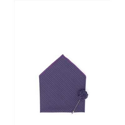 Mor 3'lü Kravat Mendil Set