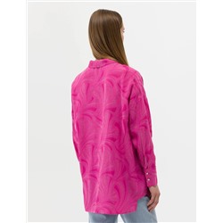 Pembe Keten Karışımlı Oversize Gömlek