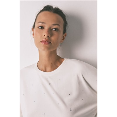 Pijama largo terciopelo suave blanco brillo