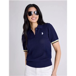 RELAXED SWEATER POLO SHIRT WITH RIBBED BAND