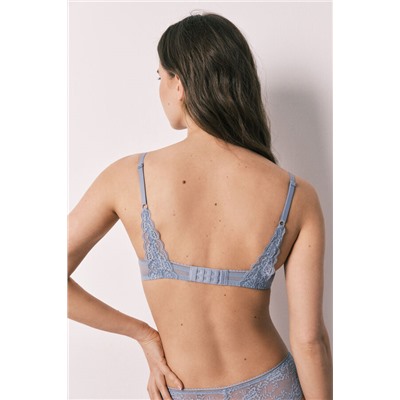 Sujetador triangular relleno encaje azul CHARMING
