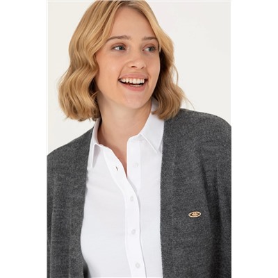 Kadın Gri Melanj Triko Hırka