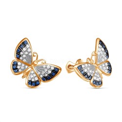 Серьги из золочёного серебра с фианитами 925 пробы п2-440-2з208