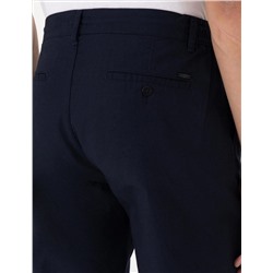 Lacivert Carrot Fit Keten Karışımlı Beli Lastikli Bağcıklı Kanvas Pantolon