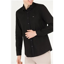 Erkek Siyah Uzun Kollu Basic Gömlek