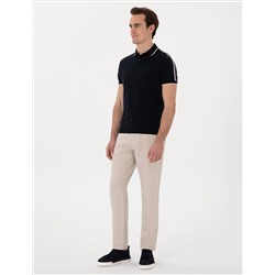 Lacivert Slim Fit Düğmeli Polo Yaka Triko Tişört