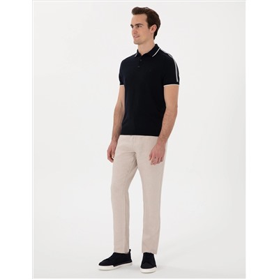 Lacivert Slim Fit Düğmeli Polo Yaka Triko Tişört