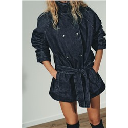 TRF BELTED DENIM MIDI JACKET