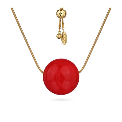 Кулон Геометрия (эмаль алая 25мм; покрытие золото), Есть комплект