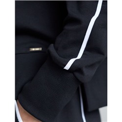 Джемпер с воротом на молнии и лампасами из футера двухнитки с эластаном