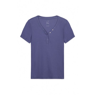 Camiseta manga corta algodón canalé azul