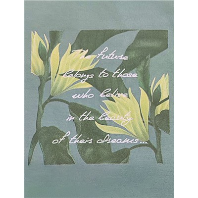 Футболка с принтом свободная эластичная из премиального хлопка