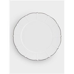Тарелка обеденная, 26,5 см, фарфор F, белая, с серебристым кантом, Lotus silver