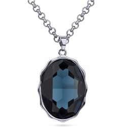 Кулон Сияние (кристаллы SW темно-синие; покрытие родий) 90-95см, Есть комплект