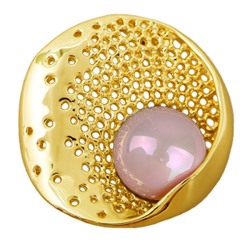 Брошь (Майорка 16мм розовая; покрытие золото), Есть комплект