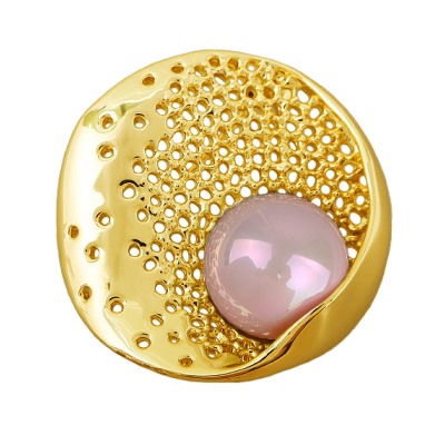 Брошь (Майорка 16мм розовая; покрытие золото), Есть комплект