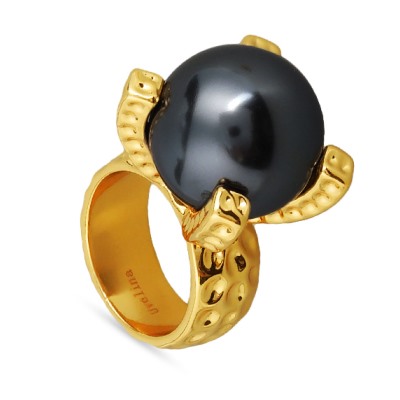 Кольцо (Майорка 18 мм темно-серая; покрытие золото), Есть комплект