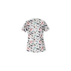 UA Doggy Dog White Print Scrub Top