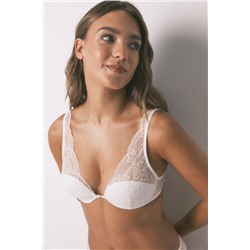 Sujetador INTUITIVE  halter relleno encaje blanco