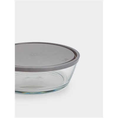 Контейнер, 2,3 л, стекло/пластик, круглый, серый, Basis