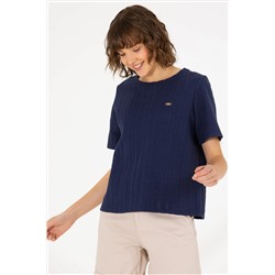 Kadın Lacivert Bisiklet Yaka Tişört