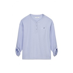 Camiseta manga larga 100% algodón azul