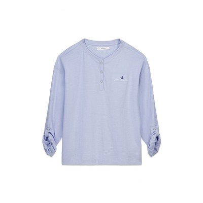 Camiseta manga larga 100% algodón azul