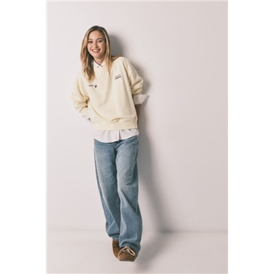 Sudadera corta lisa felpa algodón amarilla