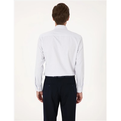 Mavi Kareli Slim Fit Uzun Kollu Gömlek
