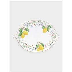 Блюдо, 30х21,5 см, фарфор P, овальное, белое, Цветы и лимоны, Fleurs et Citrons