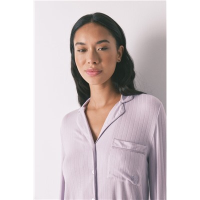Pijama camisero largo viscosa lila