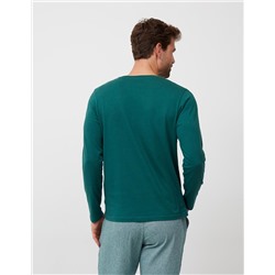 Long Sleeved Pyjamas T-Shirt, Men, Dark Green