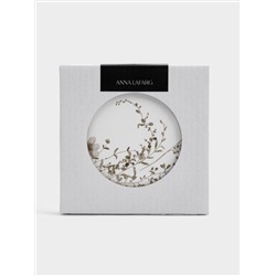 Подставка под кружку, 11 см, круглая, керамика/пробка, белая, Осенние цветы, Florance