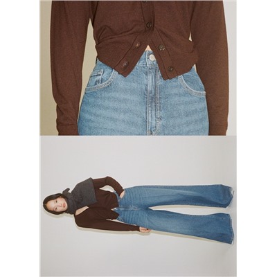 Jeans wide leg tiro alto