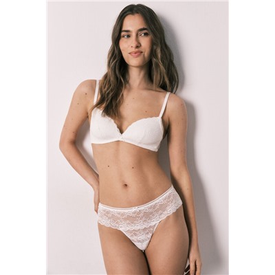 Sujetador triangular relleno encaje blanco CHARMING