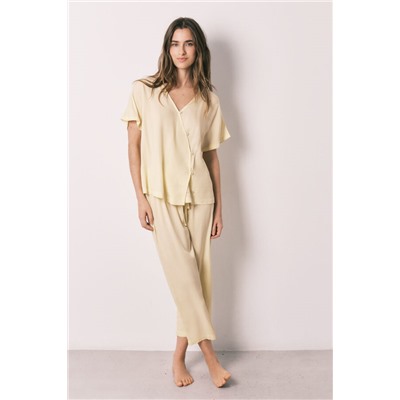 Pijama largo cruzado botones