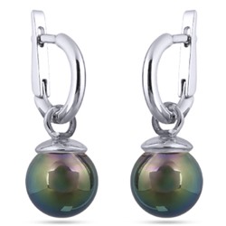 Серьги (Майорка 12мм темно-серый хамелеон; покрытие родий), Есть комплект