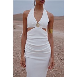 BEADED TEXTURED MIDI DRESS